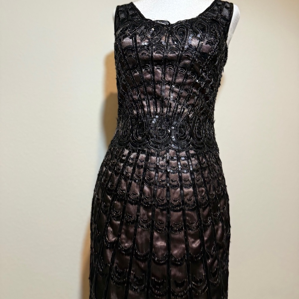 Alberto Makali Black Beaded Cocktail Dress